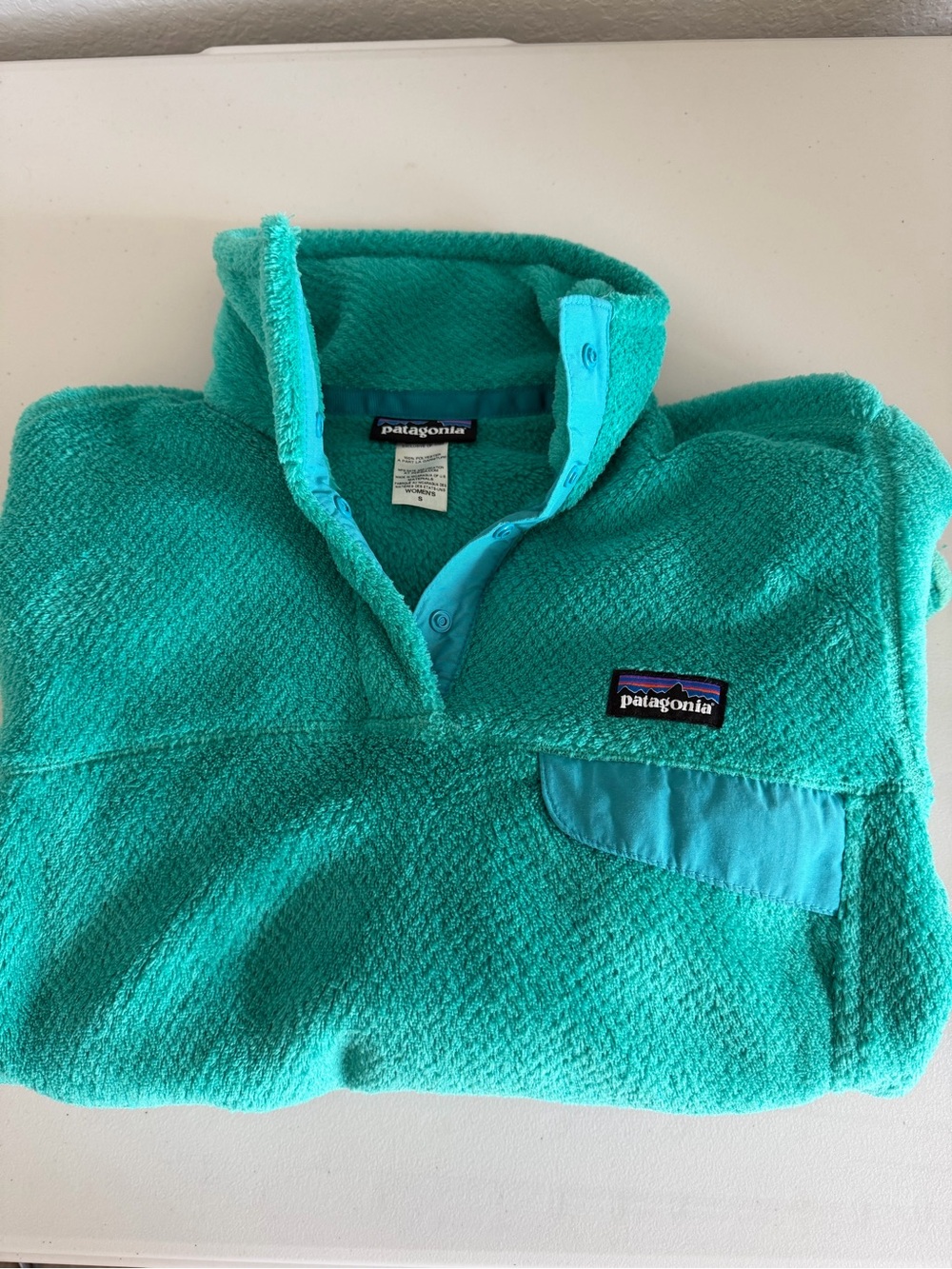 Patagonia Kids Teal Snap-Button Fleece Pullover